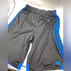Y2K Adidas Basketball Shorts Three Stripe Black Blue Baggy Long Large LG